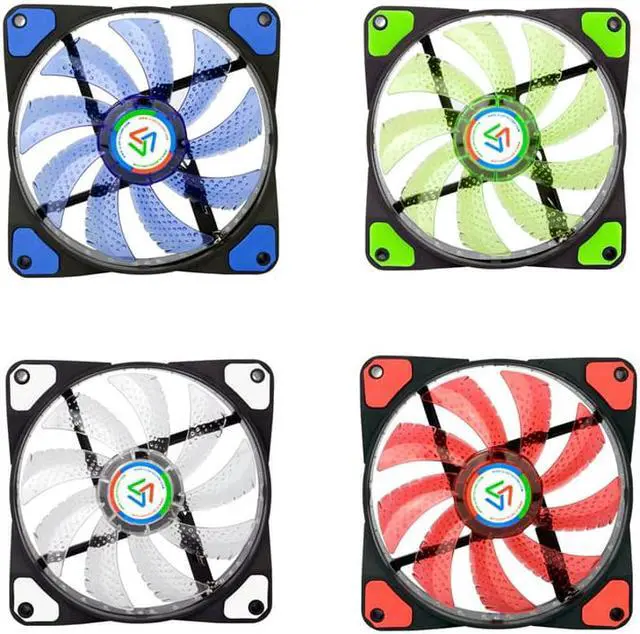 Alt view image 4 of 5 - PC Cooler Computer Case Fan Green LED 120mm Fan Cooling 12v 1300RPM 3-4pin cooler for cpu color red blue and green