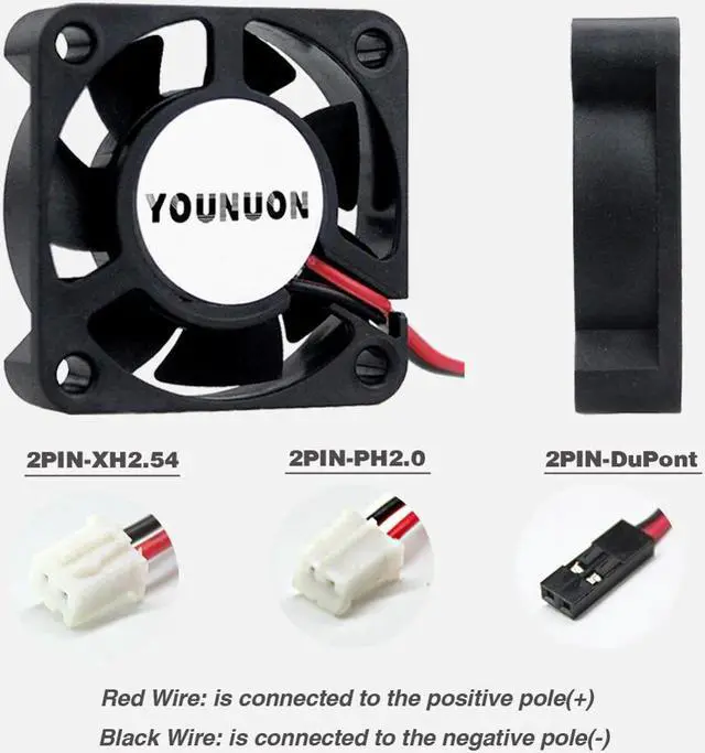 Alt view image 2 of 5 - 5PCS DC 24V 12V 5V 40mm x 40mm x 10mm 2-Pin Ball Bearing Computer PC Case Cooling Fan 4010