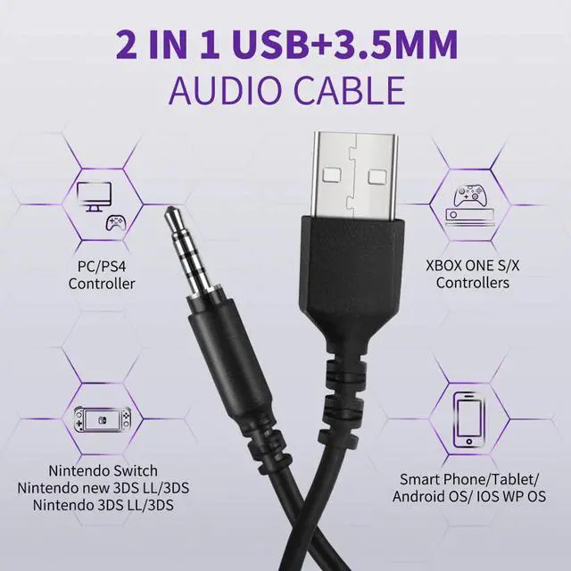 Alt view image 5 of 5 - E3 Gaming Headset 7.1 Surround Stereo 3.5mm/USB Wired Headphones with Microphone Ultralight Headset Gamer For PS4/PC/Xbox