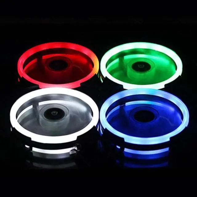 Alt view image 3 of 5 - computer RGB fan 120mm 15LED light Dual Aperture Silent PC Computer Case Cooling Fan Cooler