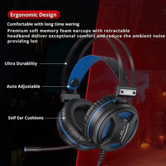 Alt view image 5 of 5 - &JDG G2 USB 7.1 Wired Gaming Headset Gamer Headphones with Noise Cancelling Microphone for PC/Laptop/PS4/PUBG Gamer