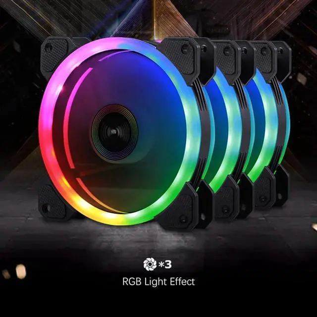 Alt view image 5 of 5 - Computer Case RGB Fan 120mm Mute Adjustable LED 12V With RF Remote Controller Cooler Fan RGB PC Case Cooling Fan