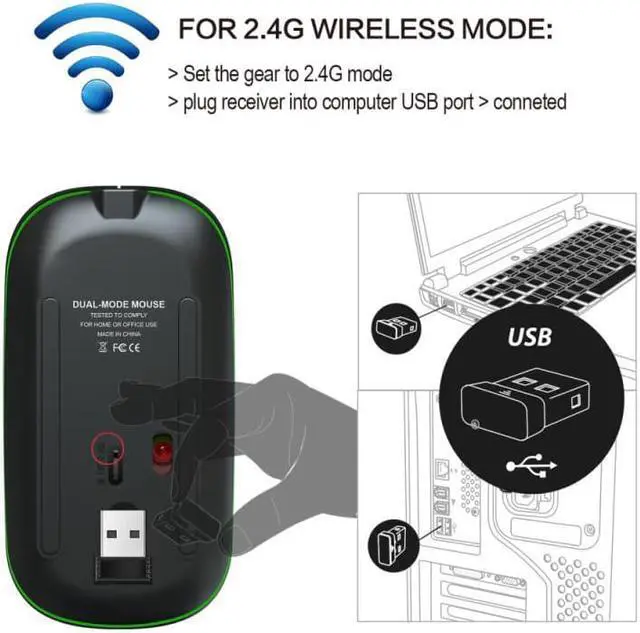 Alt view image 3 of 5 - Mouse Computer Gaming Mouse 2.4 Ghz 5000 DPI Ergonomic Gamer Mouse Power Saving Mause Optical USB For Laptop PC