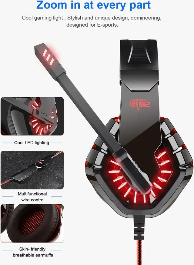 Alt view image 3 of 5 - GT82 headphones stereo gaming headset with microphone Suitable computer PS4 mobile  usb+3.5mm Noise reduction Low accent