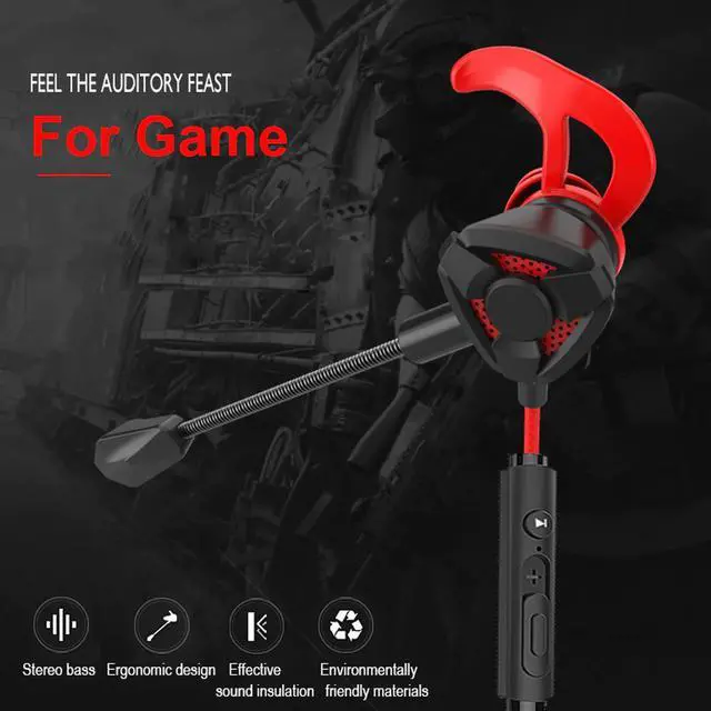 Alt view image 4 of 5 - Wired Earbuds Sport In Ear Earphones Gaming Headphone with Microphone Ear Piece for Mobile Phone PC Headset Gamer
