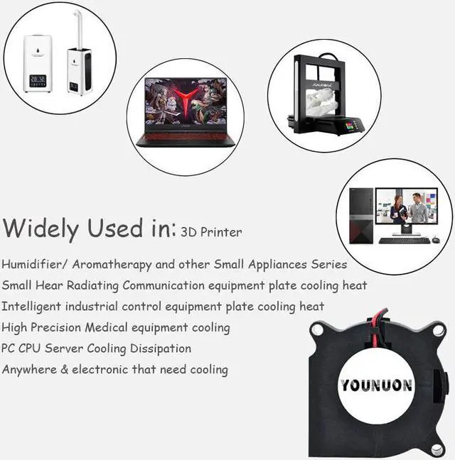 Alt view image 4 of 5 - 2 pcs 3D printer fan 40mm 4020 Turbo blower 24V 12V 5V Double ball sleeve Cooling fans 40x40x20mm for 3D printer cooler