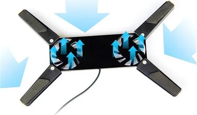 Alt view image 3 of 5 - Desk Support Dual Cooling Fan Notebook Computer Stand Foldable USB Rack Holder Black  Accessories  Cooler