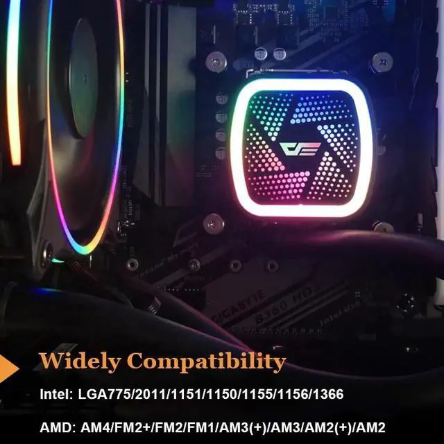 Alt view image 2 of 5 - PC Case Water Cooling Computer CPU Fan Water Cooler Radiator integrated Liquid Cooling for  LGA 2011/115x/AM3/AM4