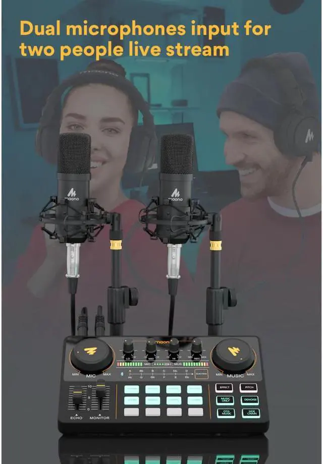 Alt view image 2 of 5 - Profession Adjustable Volume Audio USB Instrument Rechargeable Microphone Mixer Amplifier With Sound Card For Live Broadcast