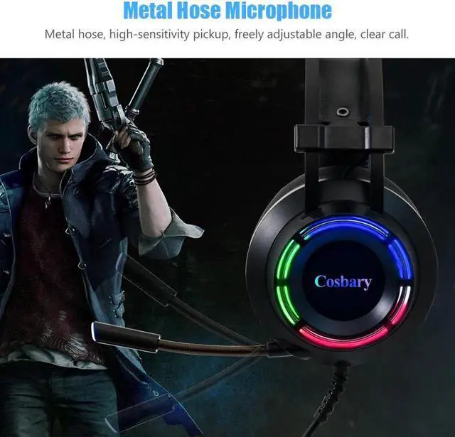 Alt view image 3 of 5 - Gaming headphone with Microphone USB Wired Earphone 7.1 Surround Sound Game Headset for PC PS4 Xbox One