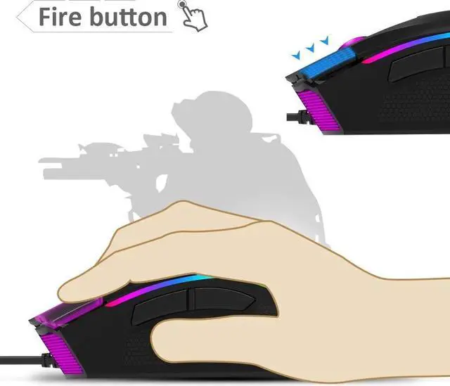 Alt view image 5 of 5 - M625 A3050 RGB Backlight Gaming Mouse 4000 DPI 1000Hz Report rate 7 Programmable Buttons USB Wired Mice for Computer Gamer