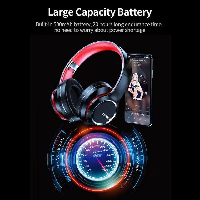 Alt view image 5 of 5 - HD200 Wireless BT Headset BT5.0 Noise-cancelling Stereo Headset Foldable Headphoe for Cellphone PC Laptop