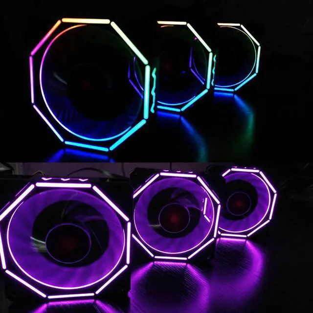 Alt view image 5 of 5 - 12cm Remote Control Computer Case Fan Home Low Noise Controller PC Cooling Chassis Universal RGB Adjust Accessories LED Lamp ABS