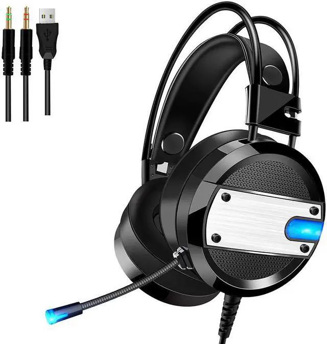 Alt view image 2 of 5 - PC Gamer Headphones With Microphone Tablet Gaming Headset Gamer LED Lights for PC  Stereo Surround Sound Noise Cancelling Dota 2