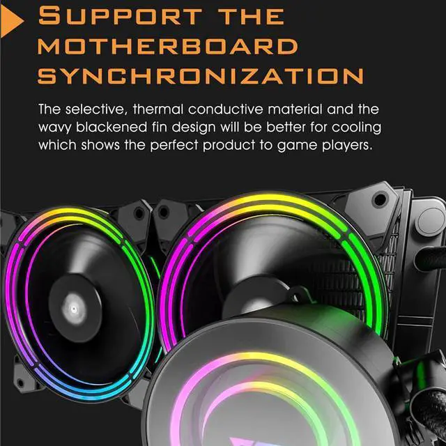 Alt view image 4 of 5 - PC Case Water Cooling AIO CPU Cooler 240mm Radiator RGB Fan Sync TDP 350W CPU Liquid Cooler For LGA 115x/2011/AM3+/AM4