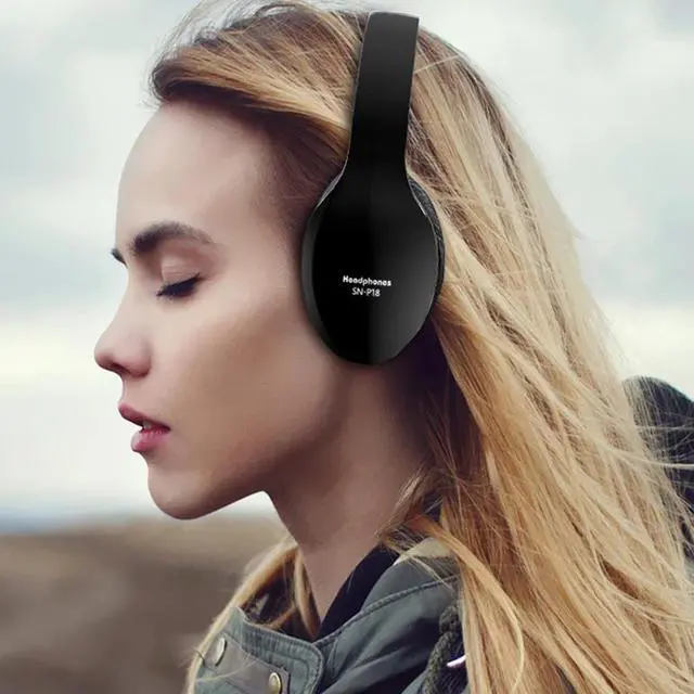 Alt view image 5 of 5 - Headphones Bluetooth Headset Over Ear Stereo Bass Earphone Foldable Adjustable Gaming Earphones With Mic For PC Phone