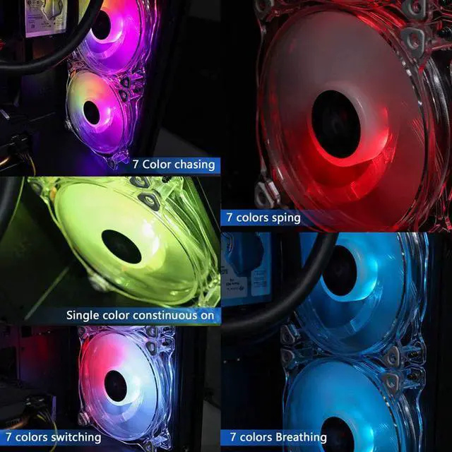 Alt view image 5 of 5 - CF8 Pro PC Case Fan 120mm RGB LED CPU Cooling Fan 5V/3Pin Quiet+Remote AURA SYNC Computer CPU PC Case Fan