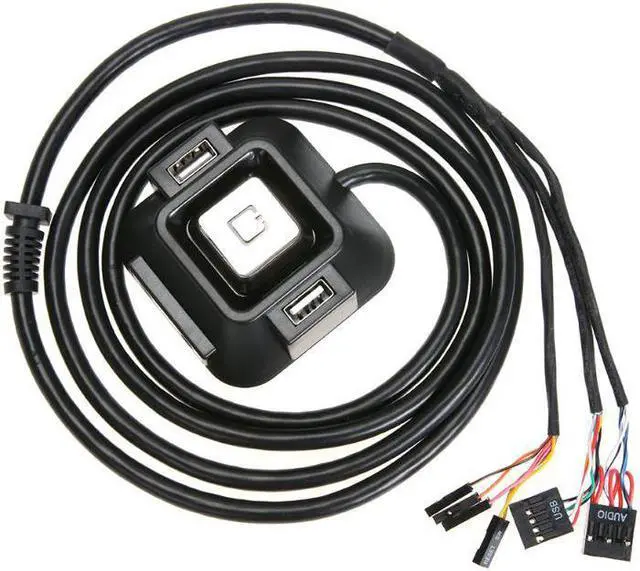 Main image of Power Switch 1.2m Computer PC Power Supply on/off Reset Button Switch Extender Cable With Dual USB Port Dual Audio Plug