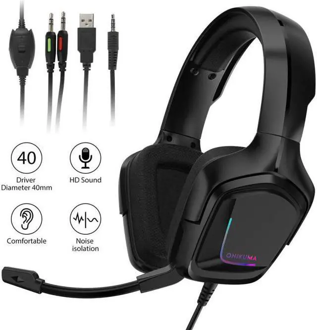 Main image of Headset RGB Surround Sound Mic USB Headphones 3.5mm For Xbox PS4 Laptop Volume Control Headphone