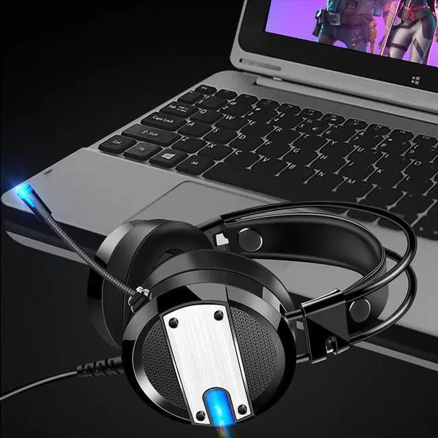 Alt view image 4 of 5 - PC Gamer Headphones With Microphone Tablet Gaming Headset Gamer LED Lights for PC  Stereo Surround Sound Noise Cancelling Dota 2