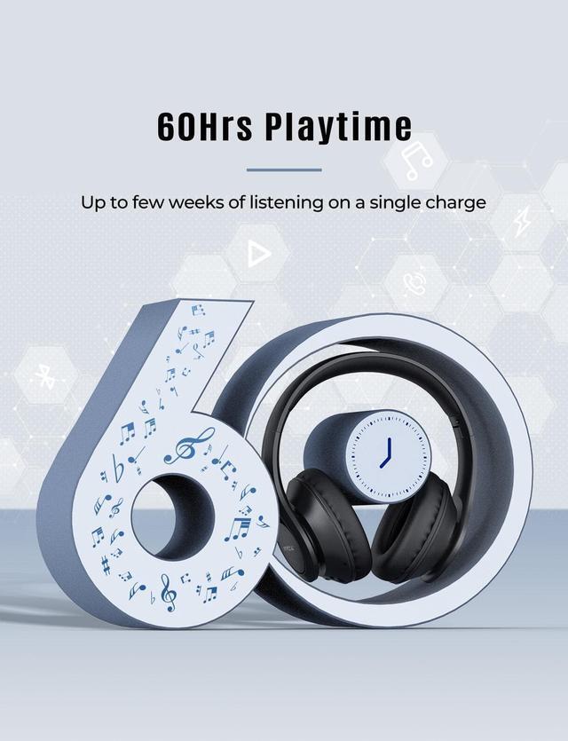 Alt view image 4 of 5 - Wireless/USB Bluetooth 5.0 Headphones With Mic 60 Hours Hifi Stereo Sound Over Ear Office Play Headset For PC/Laptop/Phone
