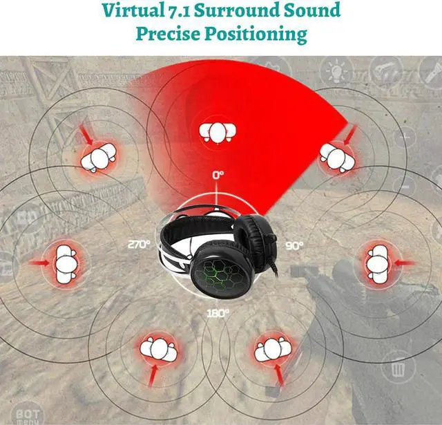 Alt view image 5 of 5 - 7.1 Gaming Headset with Microphone Headphones Surround Sound USB Wired Gamer Earphone for PC Computer Xbox One PS4 RGB Light