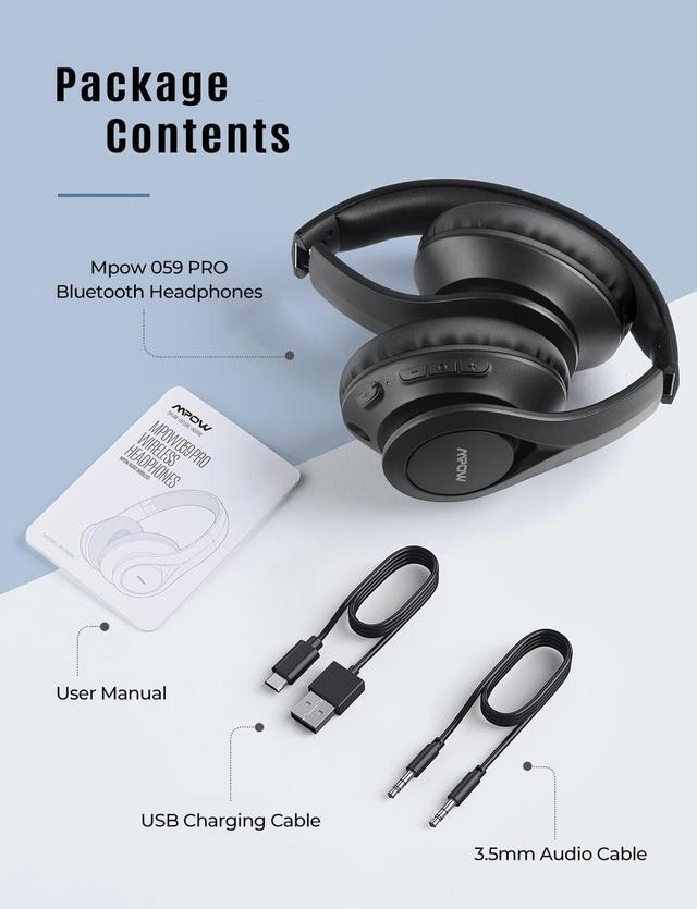 Alt view image 2 of 5 - Wireless/USB Bluetooth 5.0 Headphones With Mic 60 Hours Hifi Stereo Sound Over Ear Office Play Headset For PC/Laptop/Phone