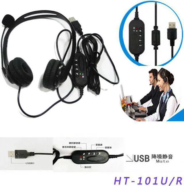 Alt view image 3 of 5 - Headset Call Center Operator USB Corded Offical Headphone With Micro for Computer Laptop PC