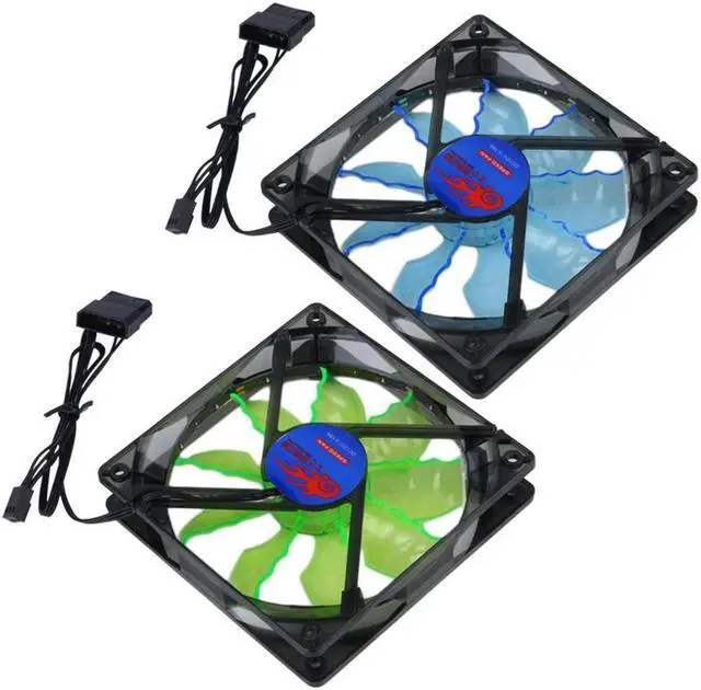 Alt view image 3 of 5 - 120mm Blue/Green Efficient Heat Dissipation Low noise Cool & Quiet 15 Blue/Green/red LED Desktop PC Computer Case Cooling Fan