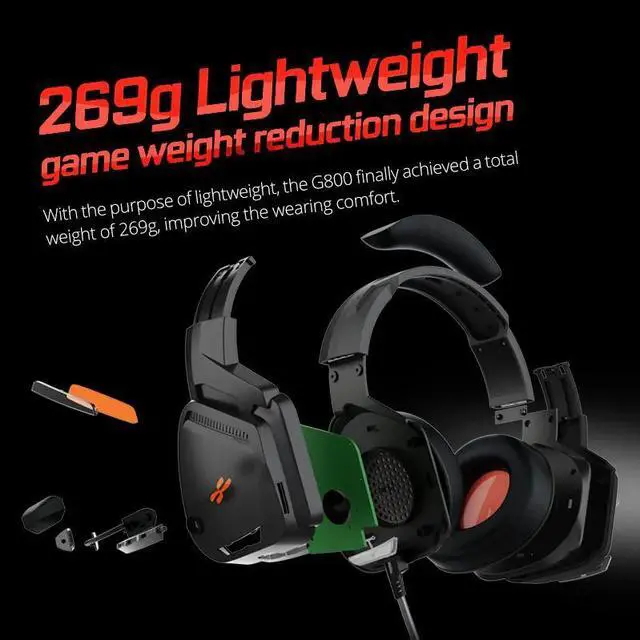 Alt view image 2 of 5 - G800 Gaming Headset Headphones Over-Ear Lightweight headsets with mic for PS4, PC, Mobile Phone Headset Gamer