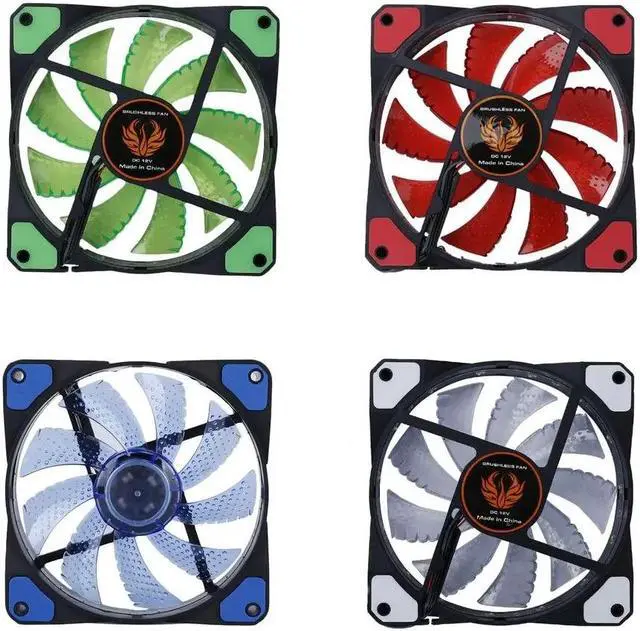 Alt view image 3 of 5 - 120mm pc computer fan 15 Lights LED Cooler Cooling Fan Plastic 12V DC 4P 3P 120*120*25mm Easy Installed Fan Colorful Computer