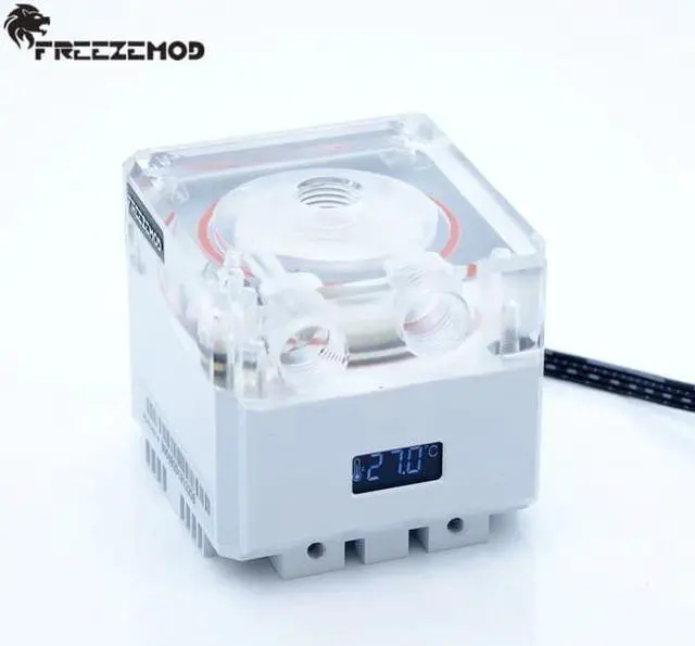 Alt view image 2 of 5 - Compute cooling pc water cooler mute pump PWM intelligent flow 800L/H VA LCD temperature sense RGB light. PU-FS4M-P