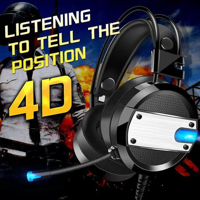 Alt view image 3 of 5 - PC Gamer Headphones With Microphone Tablet Gaming Headset Gamer LED Lights for PC  Stereo Surround Sound Noise Cancelling Dota 2