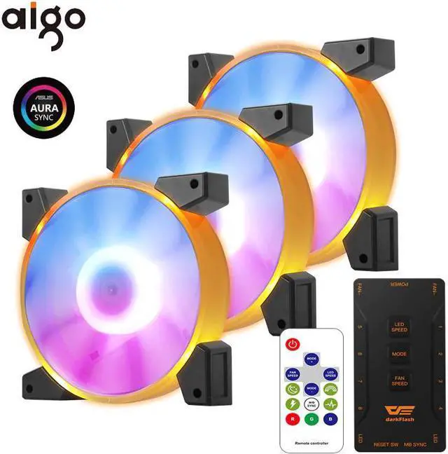 Main image of PC Cooling Fan 120mm RGB Computer PC Case Fans Quiet Remote 5v/3pin Aura Sync CPU Cooler Cooling Adjust LED Fan Radiators