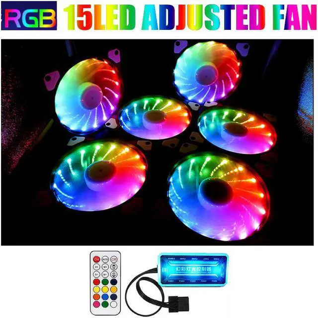 Main image of fan 120mm set Adjusted 15LED pc fan controller cooler 12cm Computer game Case PC Cooling Fan quiet  Remote fan sync led hub