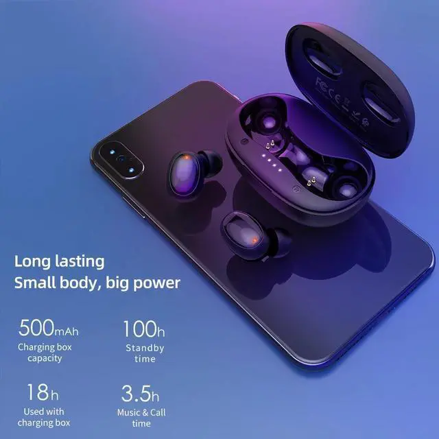 Alt view image 3 of 5 - TWS True Touch Bluetooth Earphones HD Stereo Wireless Headphones Noise Cancelling Gaming Sport Headset 500mAh Charging Box