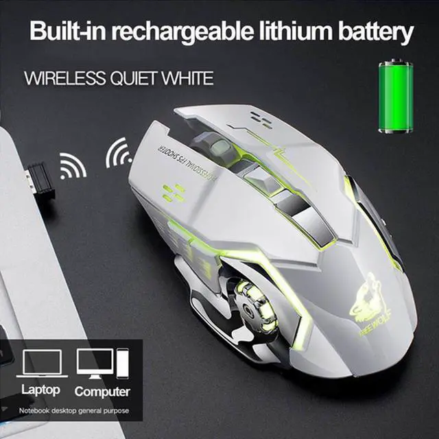 Alt view image 3 of 5 - Rechargeable X8 Wireless Silent LED Backlit USB Optical Ergonomic Gaming Mouse PC Computer Mouse For Imac Pro Macbook/laptop