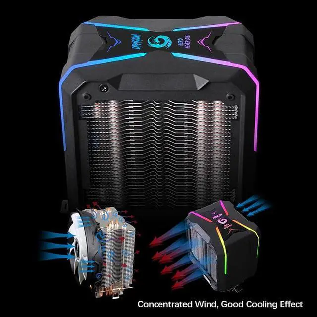 Alt view image 4 of 5 - 4PIN ARGB CPU Cooler Computer Radiator for Intel LGA 1150 1151 1155 1156 LGA775 Heatsink AURA SYNC Air CPU Cooler AM4