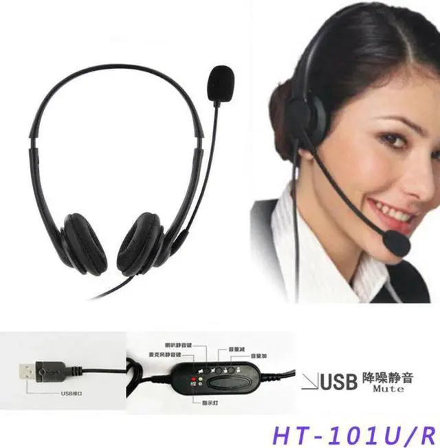 Alt view image 2 of 5 - Headset Call Center Operator USB Corded Offical Headphone With Micro for Computer Laptop PC