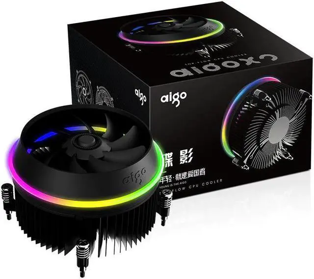 Main image of shadow Aluminum CPU RGB Radiator Cooling Cooler 100mm 4Pin Double Ring LED Fan Heatsink for intel LGA 1155/1156