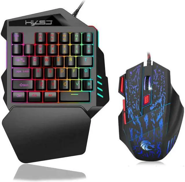 Main image of Hand One-Handed Gaming Keyboard 35 Keys RGB Backlit Portable Mini Gaming Keypad Mouse Set For PC PS4 Xbox Gamer For Pubg