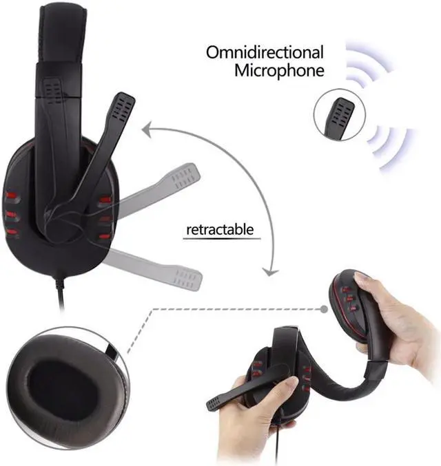 Alt view image 4 of 5 - 3.5mm Wired Headphones Gaming/Gamer Headset Game Earphones with Microphone Volume Control for PS4 Play Station 4 X Box One PC