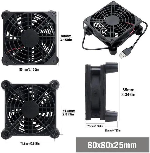 Alt view image 3 of 5 - 5V USB Router Fan TV Box Cooler 80mm 92mm 120mm 140mm PC DIY Cooler W/Screws Protective net Silent Desktop Fan