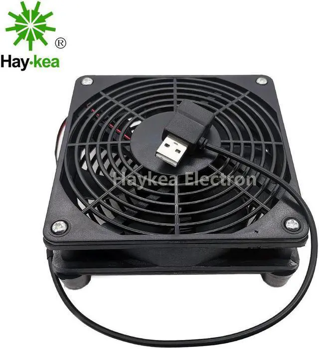 Alt view image 4 of 5 - 5V USB power Router Fan TV Box Cooler 120mm PC DIY Cooler W/Screws Protective net Silent Desktop Fan
