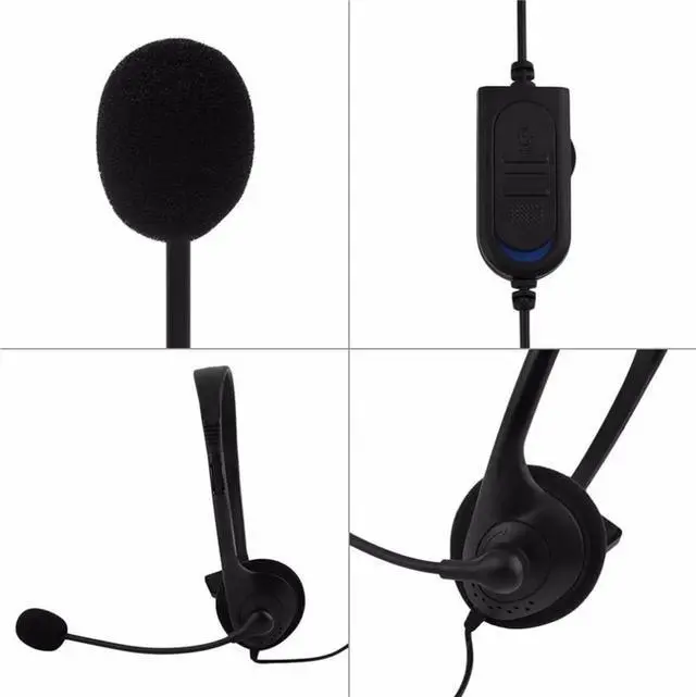 Alt view image 5 of 5 - Black Over-ear Wired Earphone Headphones with Microphone Gaming Headset for PC Ear Hook Line Type