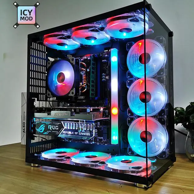 Alt view image 3 of 5 - RGB Fan 12CM PC Cooler 120MM Music Rhythm Colorful Chassis Silent Fan Kit Control Water Cooler For MOD A-RGB AURA