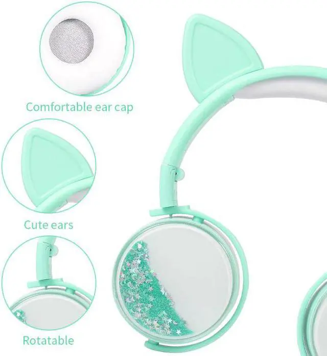 Alt view image 4 of 5 - Cat Ear Wired Headphones Hourglass Glitter Style Women Girl Music Gaming Headset For Mobile Phone Computer PC 3.5mm Jack