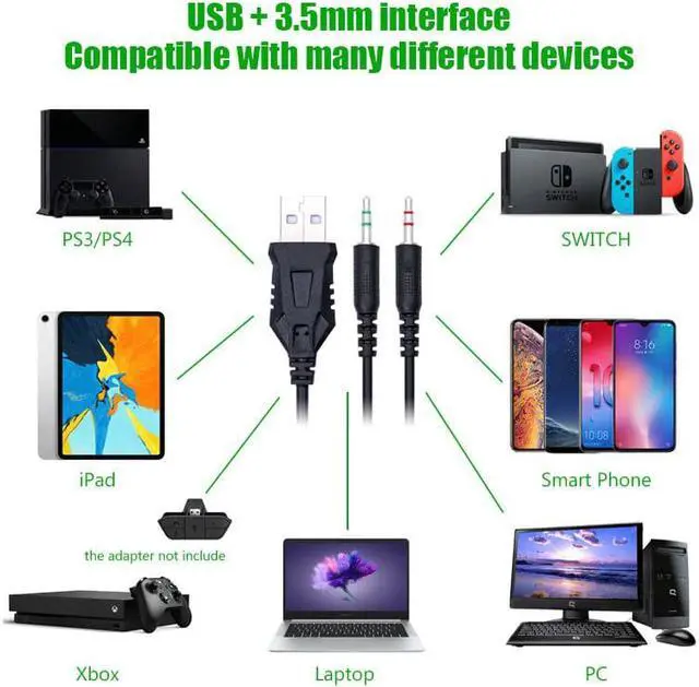 Alt view image 2 of 5 - Headphones USB 3.5mm USB Wired Game Headset Professional Earphones with Mic Voice Control for Laptop Computer Gamer