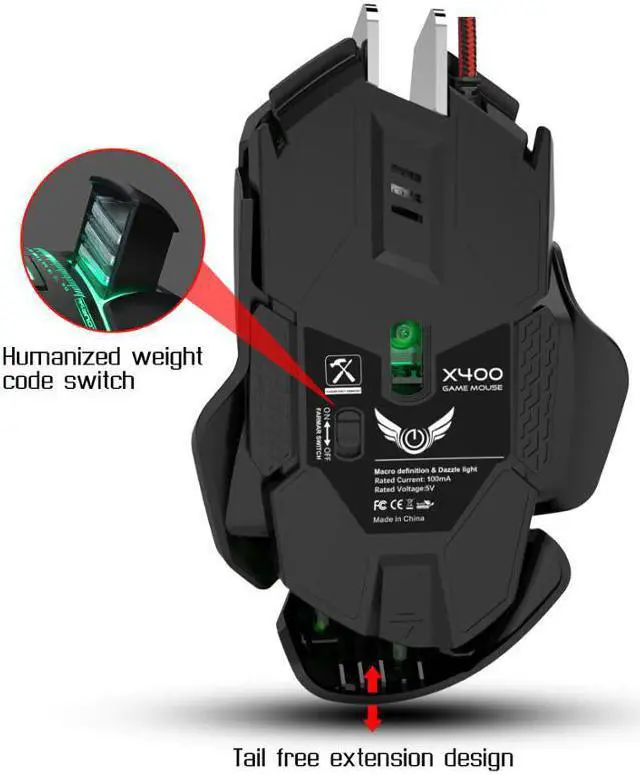 Alt view image 2 of 5 - wired mouse gaming colorful LED light mouse can be freely disassembled and adjustable 3200DPI gaming mouse for PC gamer