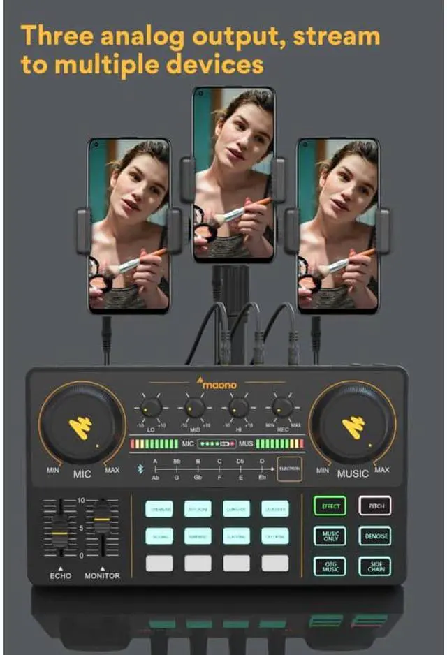 Alt view image 3 of 5 - Profession Adjustable Volume Audio USB Instrument Rechargeable Microphone Mixer Amplifier With Sound Card For Live Broadcast